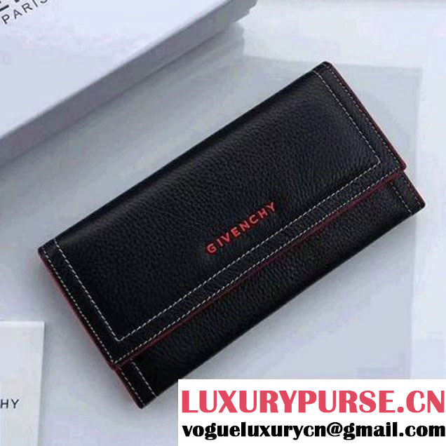 Givenchy Long Flap Wallet In Black Leather With Red Details 2017 (YS-7032438 )