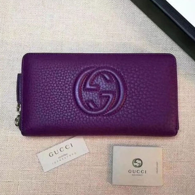 Gucci Leather zip around wallet 308004 purple