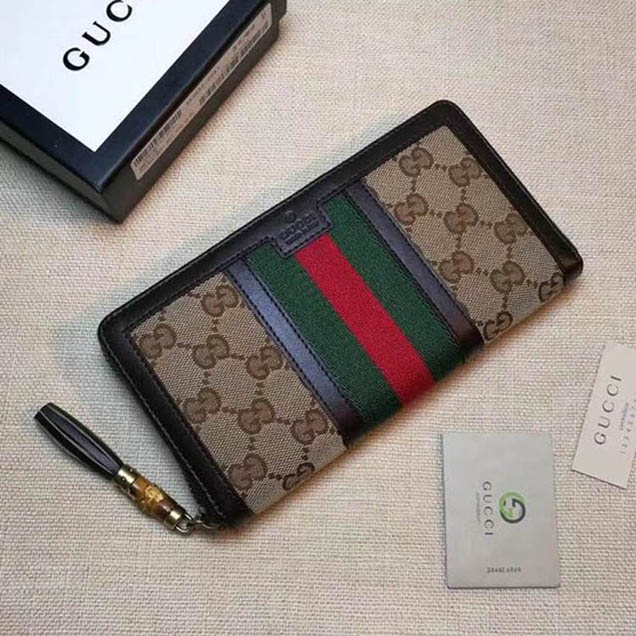 Gucci GG canvas zipper wallet 353651 brown