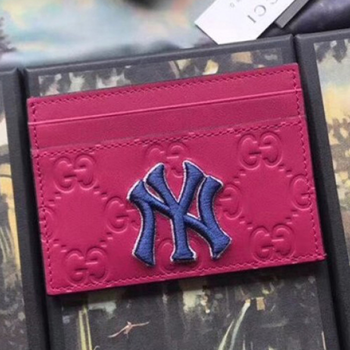 Gucci Card Case With NY Yankees Patch 547793 Pink 2018