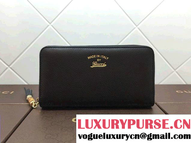 Gucci Leather Zip Around Wallet Black 2014