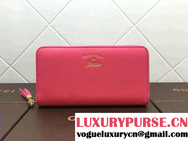 Gucci Leather Zip Around Wallet Fushia 2014