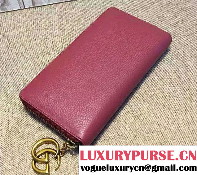 Gucci GG Marmont Leather Zip Around Wallet 409392 Antiqued Rose 2016