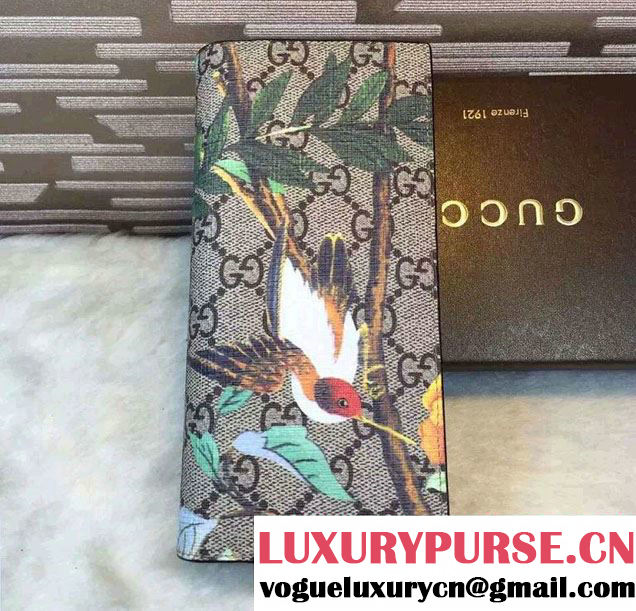 Gucci Tian GG Supreme Long Wallet 427011 Coffee 2016