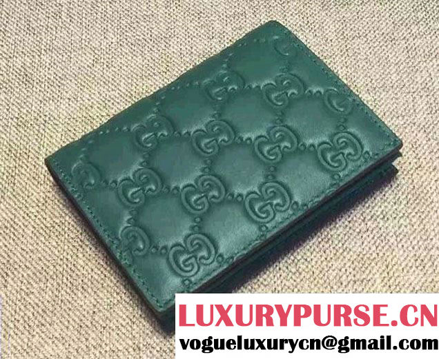 Gucci Signature Leather Card Case Wallet 410120 Green 2016