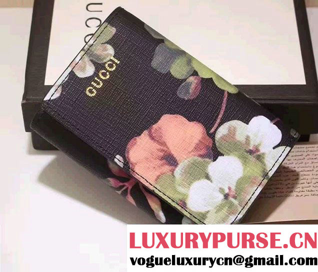 Gucci Key Case Wallet 410078 Blooms Black 2016