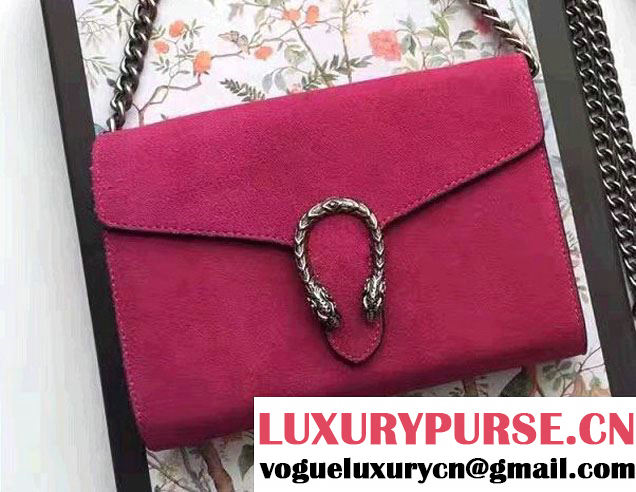 Gucci Dionysus Suede Mini Chain Wallet Bag 401231 Fushia 2016