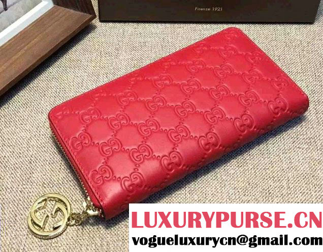 Gucci Icon Signature Wallet 409342 Red 2016