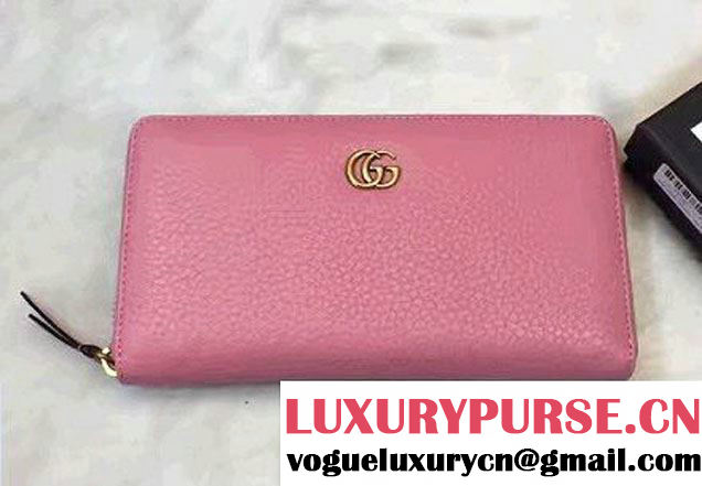 Gucci Leather Zip Around Wallet 456117 Pink 2016