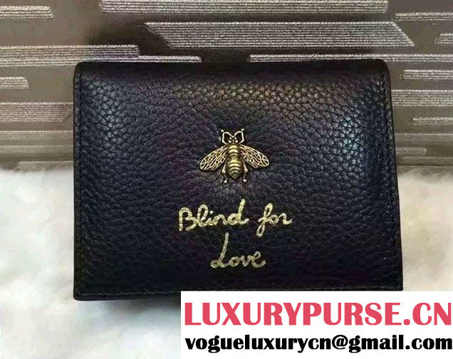 Gucci Animalier Bee And Blind For Love Card Case 460185 Black 2016