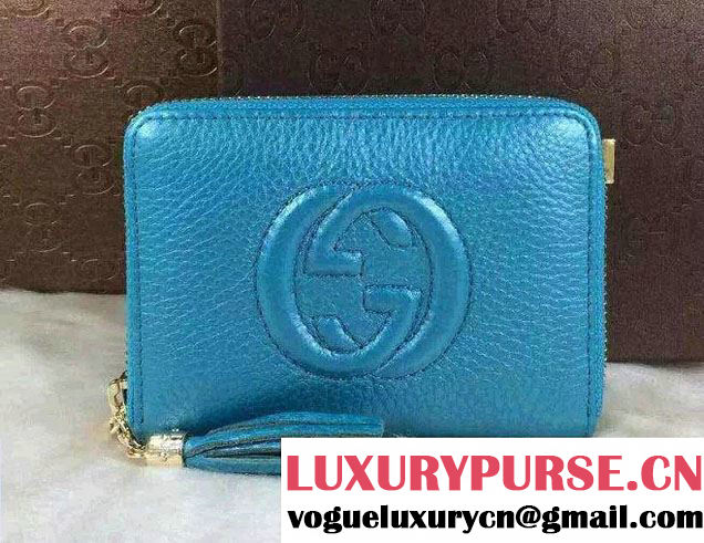 Gucci Soho Leather Disco Small Wallet 351484 Turquoise