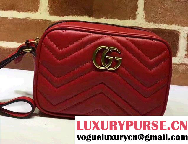 Gucci GG Marmont Matelassé Chevron Wrist Wallet 443438 Red 2016