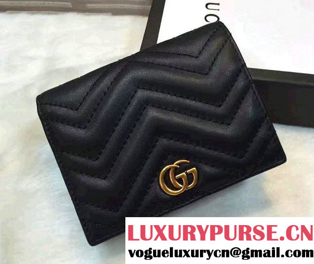 Gucci GG Marmont Matelassé Chevron Card Case 443125 Black 2016