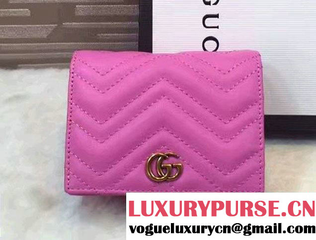 Gucci GG Marmont Matelassé Chevron Card Case 443125 Dark Pink 2016