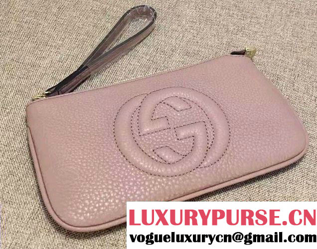 Gucci Soho Leather Wrist Wallet 295840 Nude Pink