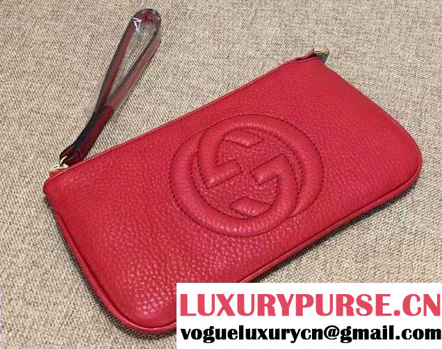 Gucci Soho Leather Wrist Wallet 295840 Red