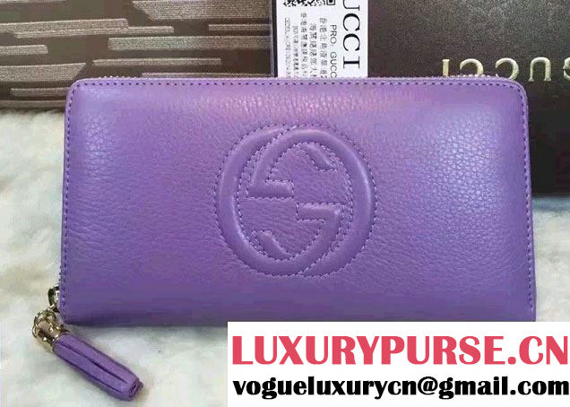 Gucci Soho Leather Zip Around Wallet 308004 Lavender