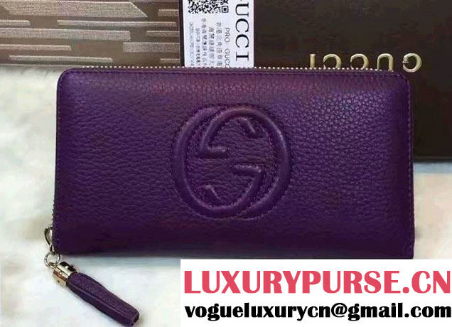 Gucci Soho Leather Zip Around Wallet 308004 Purple