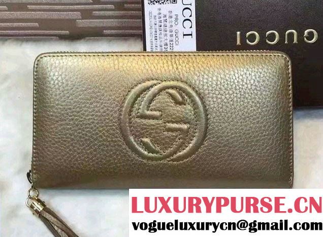 Gucci Soho Leather Zip Around Wallet 308004 Gold