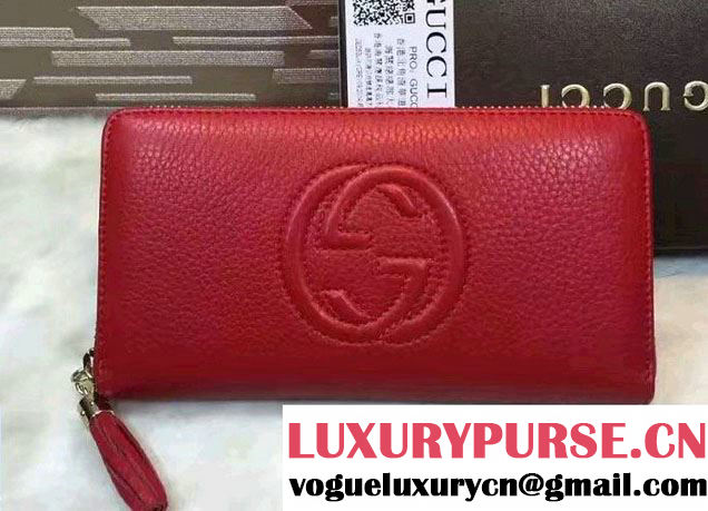 Gucci Soho Leather Zip Around Wallet 308004 Red