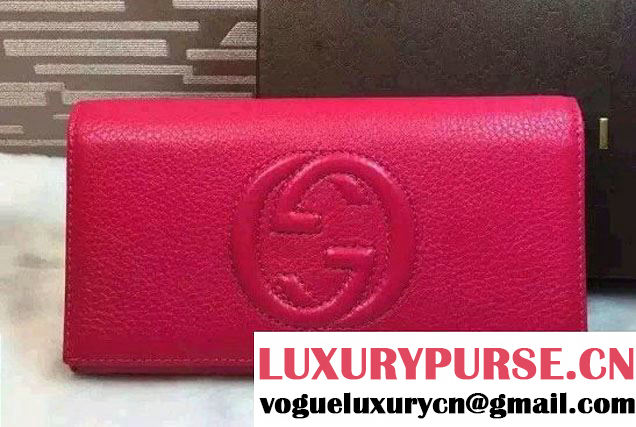 Gucci Soho Leather Continental Wallet 282414 Fuchsia