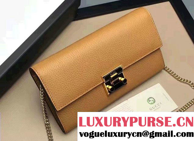 Gucci Padlock Leather Continental Chain Wallet Bag 453506 Brown 2017