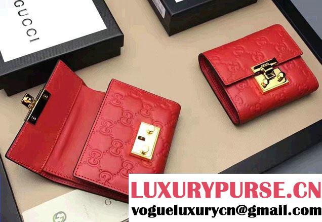 Gucci Padlock Signature Leather Wallet 453155 Red 2017