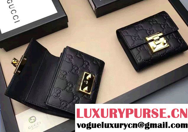 Gucci Padlock Signature Leather Wallet 453155 Black 2017