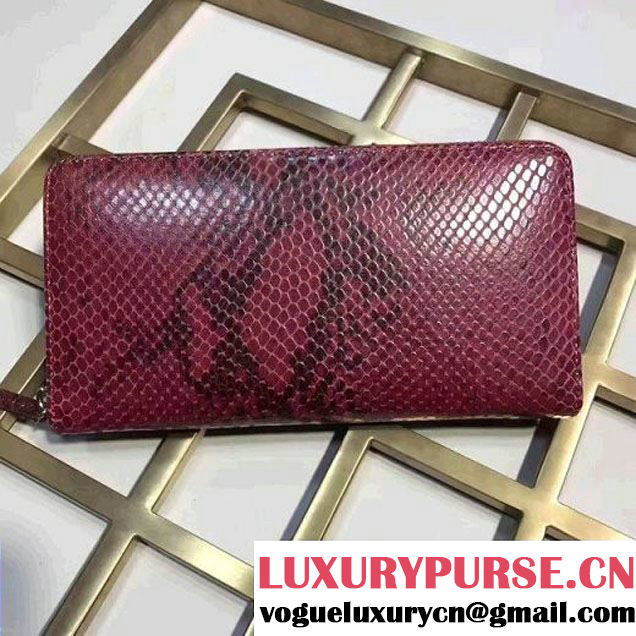 Gucci Gucci Snakeskin Pattern Zip Around Wallet Burgundy 2017 (XYS-7071806 )