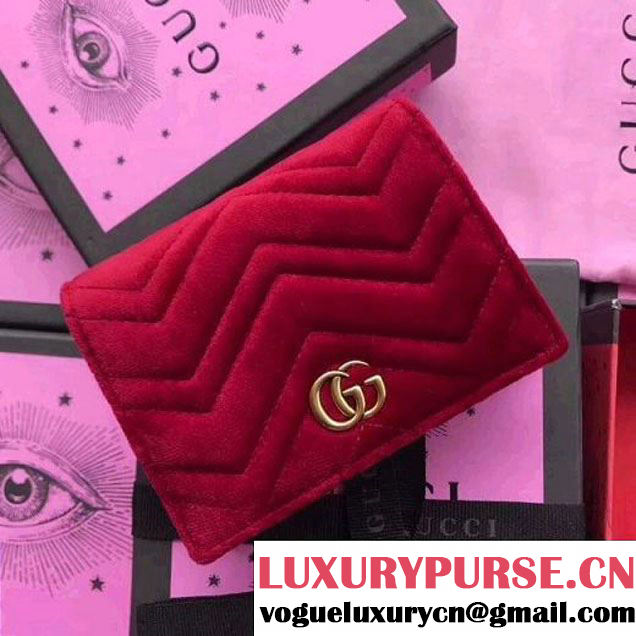 Gucci Velvet GG Marmont Card Case 466492 Red 2017 (XYS-7102403 )