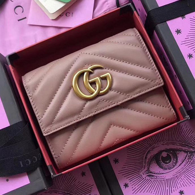 Gucci GG Marmont Matelasse Wallet 474802 Pink