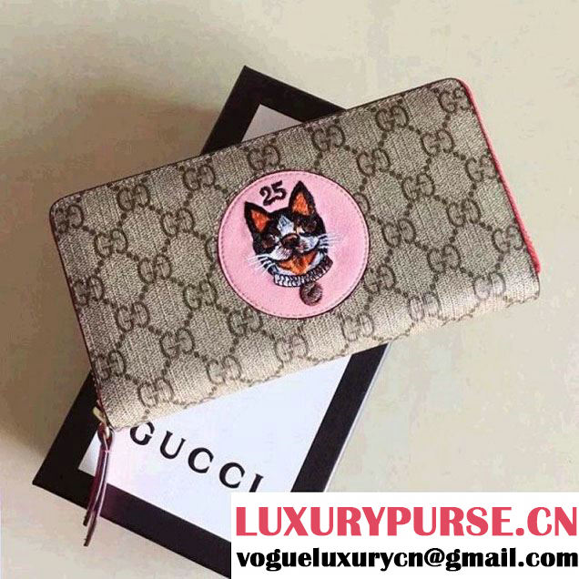 Gucci Dog Embroideried GG Zip Around Wallet 506279 Pink 2018 (XYS-8010530 )