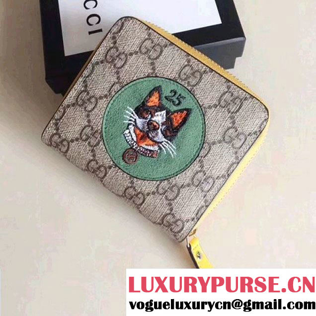 Gucci GG Supreme Mini Zip Wallet With Bosco Patch 499382 Green 2018 (MH-8012515 )