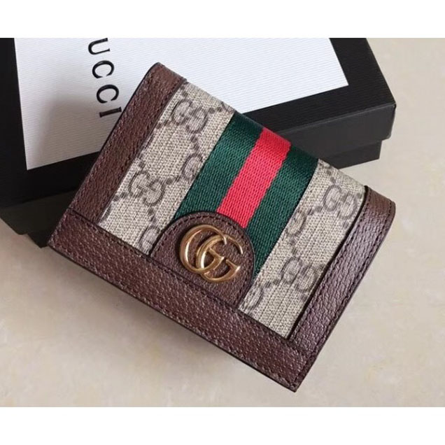 Gucci Ophidia GG Card Case 523155 Brown 2018