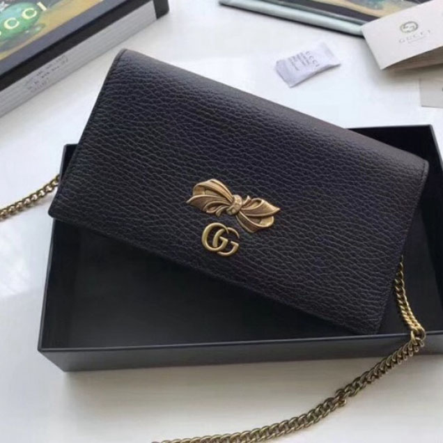 Gucci Leather Mini Bag With Bow 524293 Black 2018 Collection