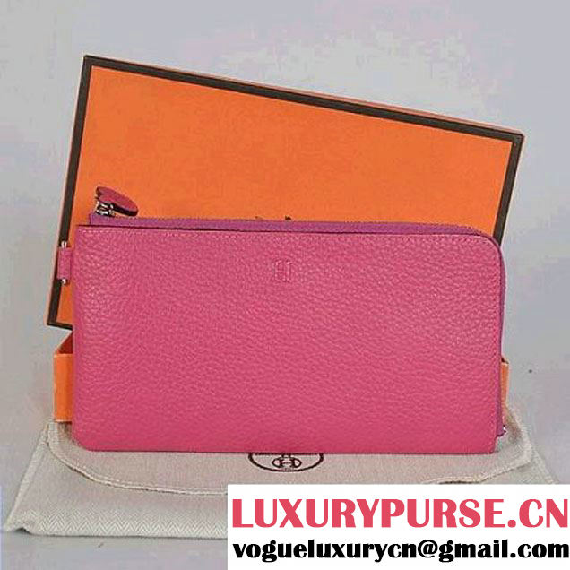 Hermes Zipper Cards Wallet Togo Leather A908 Peach