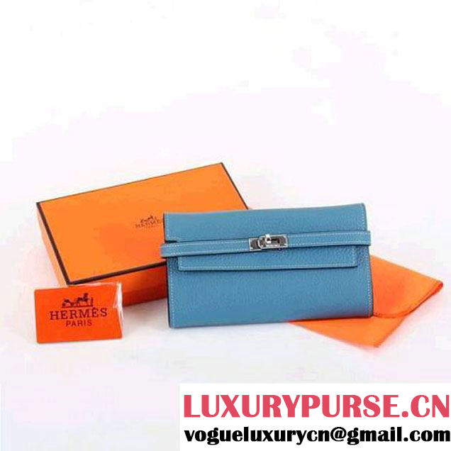 Hermes Kelly Bi-Fold Wallet A708 Blue