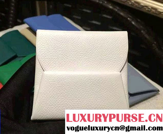 Hermes Epsom Calfskin Bastia Change Purse White 2015/2016