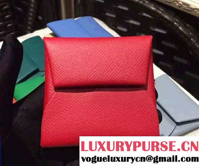 Hermes Epsom Calfskin Bastia Change Purse Red 2015/2016