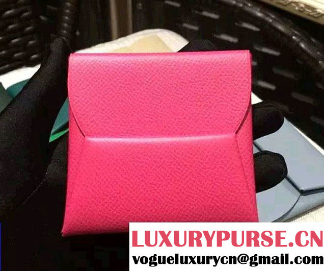 Hermes Epsom Calfskin Bastia Change Purse Fuchsia 2015/2016