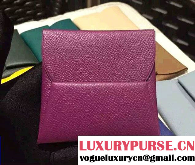 Hermes Epsom Calfskin Bastia Change Purse Purple 2015/2016