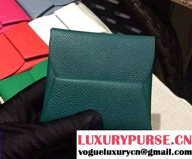 Hermes Epsom Calfskin Bastia Change Purse Green 2015/2016