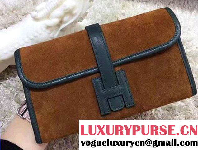 Hermes Epsom Suede Patchwork Long Wallet Clutch Bag Dark Green 2017