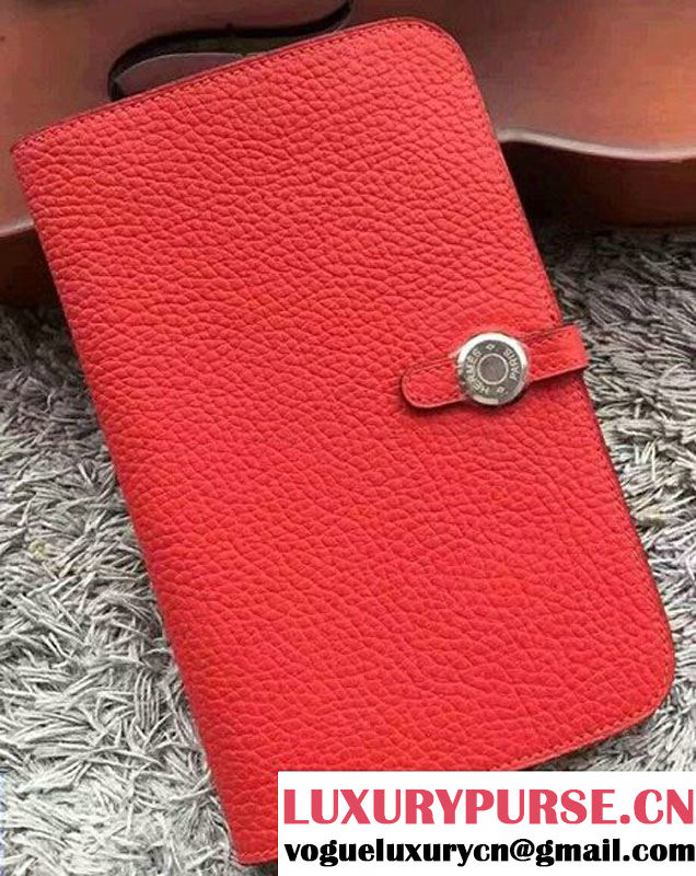 Hermes Dogon Original Leather Passport Holder Wallet Red