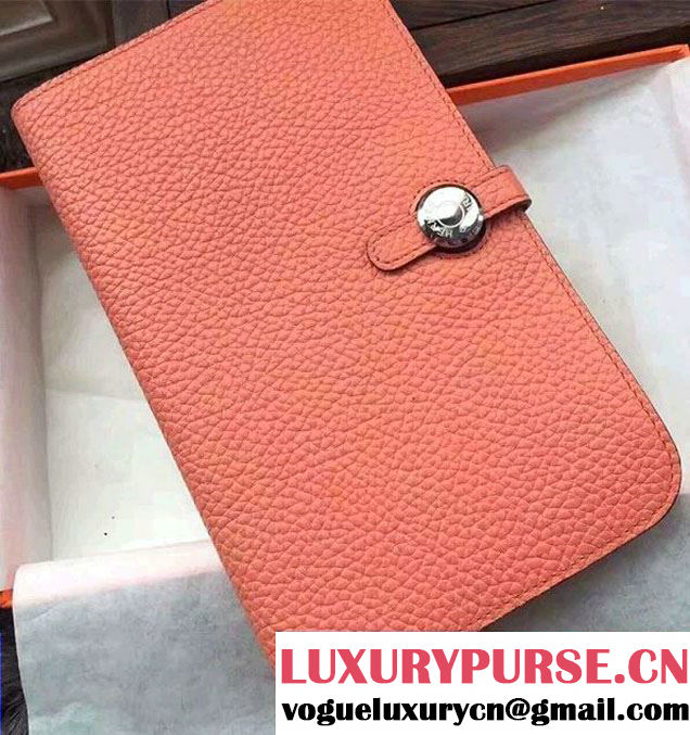 Hermes Dogon Original Leather Passport Holder Wallet Light Orange