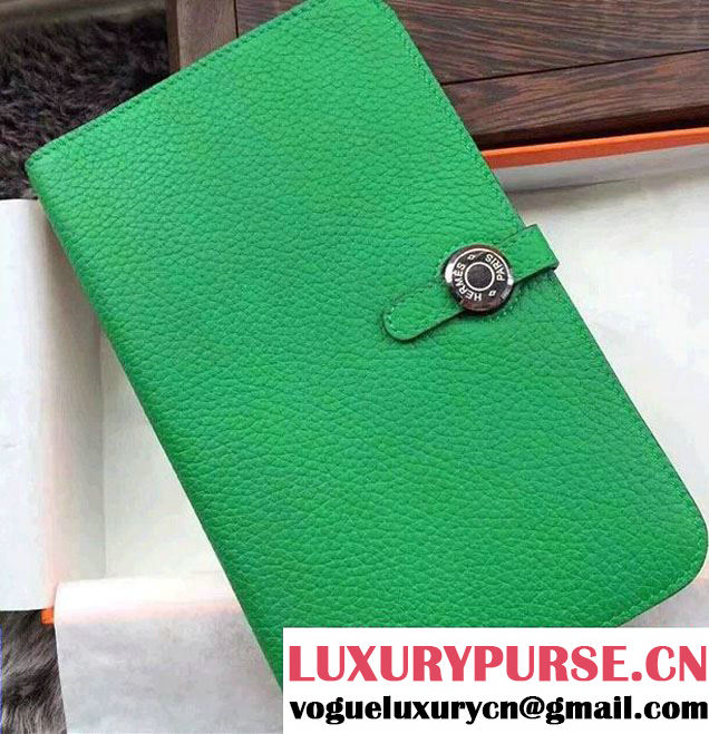 Hermes Dogon Original Leather Passport Holder Wallet Green