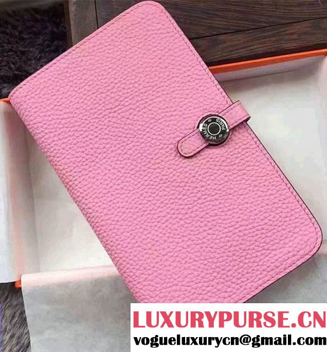 Hermes Dogon Original Leather Passport Holder Wallet Pink