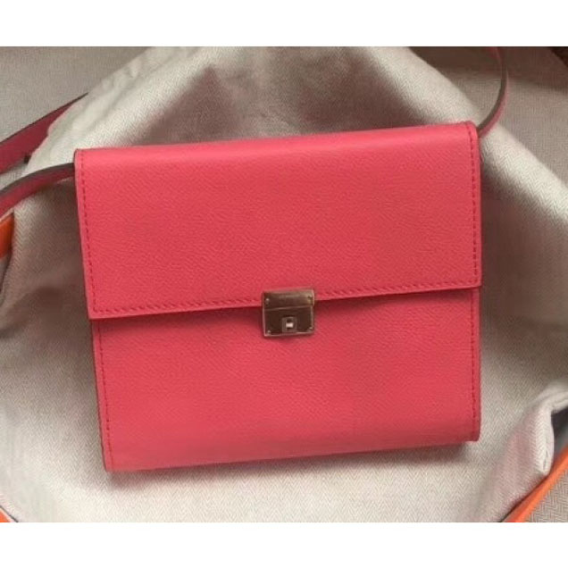 Hermes Epsom Calfskin Click 16 Wallet with Strap Bag Rouge