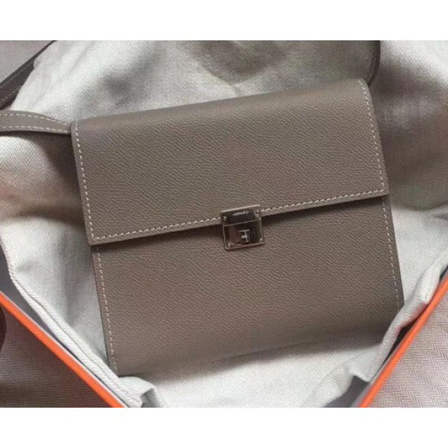 Hermes Epsom Calfskin Click 16 Wallet with Strap Bag Etoupe