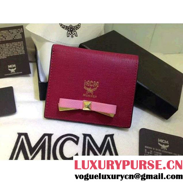 MCM Calfskin Short Bow Wallet Fuchsia (3B031-6101205 )